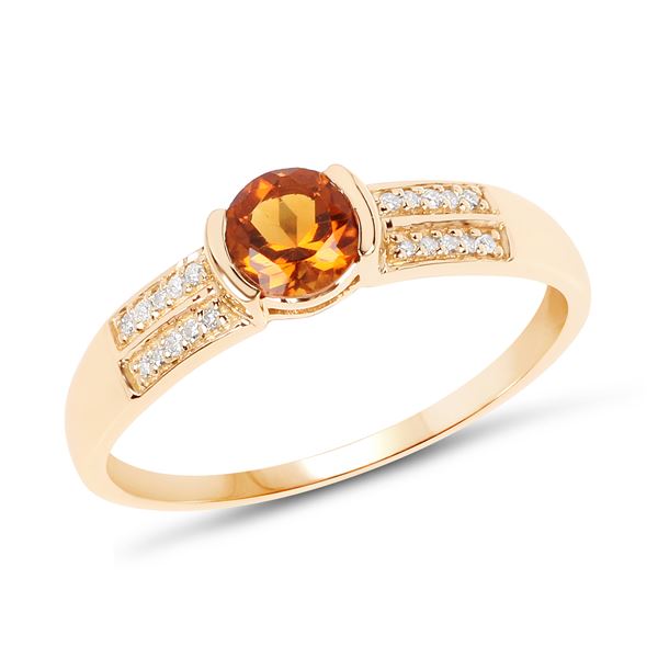 Madeira Citrine & Diamond Solitaire - Stacker Ring