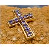 Image 2 : 14K Yellow Gold Cross with Genuine Tanzanite