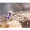 Image 10 : Genuine Tanzanite and Lab-Grown Diamond Halo Ring .925