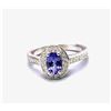 Image 2 : Genuine Tanzanite and Lab-Grown Diamond Halo Ring .925