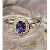 Image 4 : Genuine Tanzanite and Lab-Grown Diamond Halo Ring .925