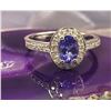 Image 5 : Genuine Tanzanite and Lab-Grown Diamond Halo Ring .925