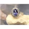 Image 6 : Genuine Tanzanite and Lab-Grown Diamond Halo Ring .925
