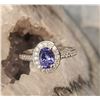 Image 7 : Genuine Tanzanite and Lab-Grown Diamond Halo Ring .925