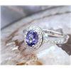 Image 8 : Genuine Tanzanite and Lab-Grown Diamond Halo Ring .925