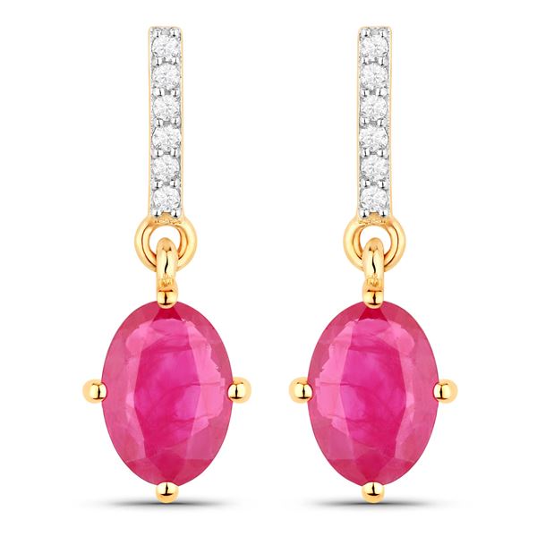 Ruby and Diamond Dangling Earrings
