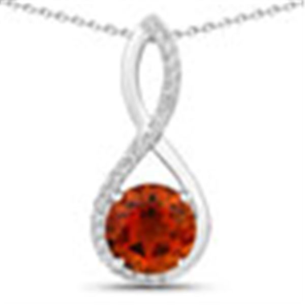 Genuine Madeira Citrine and Lab Diamond Pendant