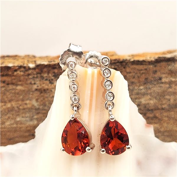 Genuine Madeira Citrine and Lab Diamond Earrings