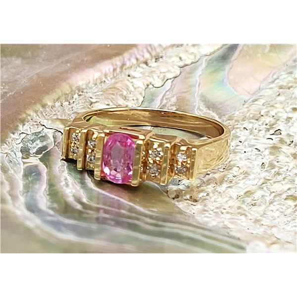 Fancy Pink Sapphire and Natural Diamond Ring