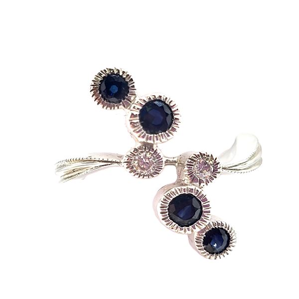 Scattered Blue Sapphire and Diamond Wrap-Around Ring