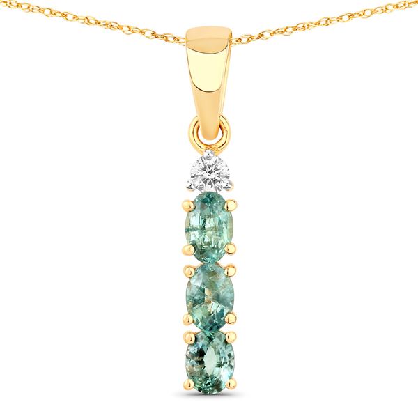 Genuine Alexandrite & Diamond Three-Stone Pendant