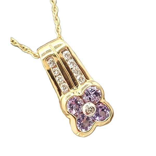Genuine Tanzanite and Natural Diamond Slide Necklace