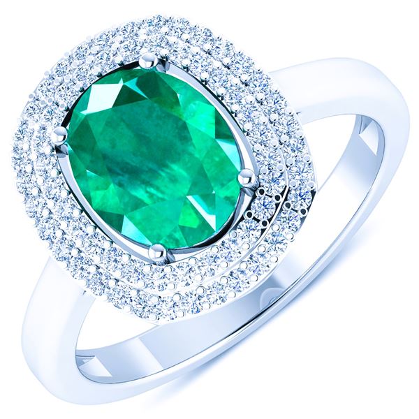 14K WG 1.65ct Oval Zambian Emerald Ring