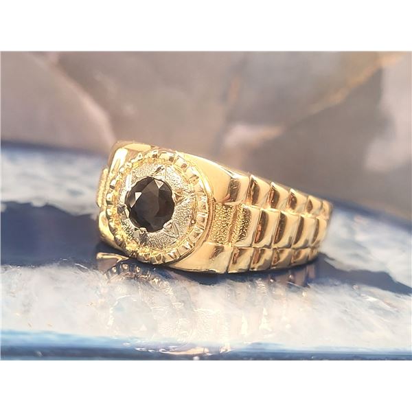 Man's Blue Sapphire Ring with Jubilee Shoulders