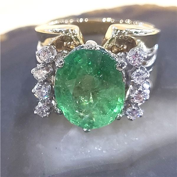 Natural Tsavorite and White Sapphire Ring