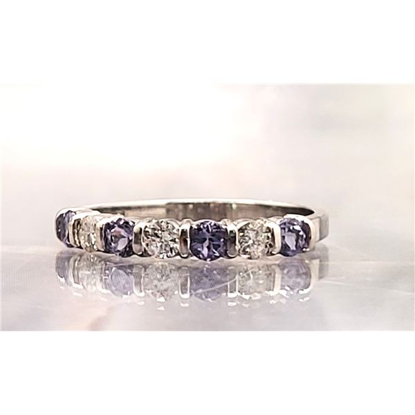 Tanzanite and Diamond Band in Platinum