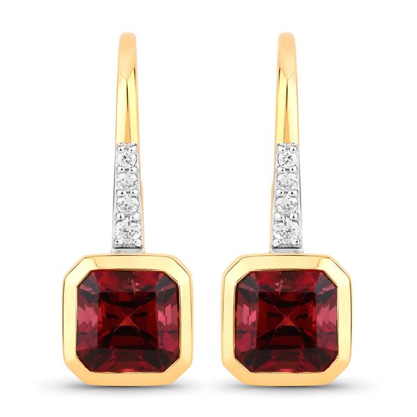 Rich Rubellite and Diamond Dangle Earrings