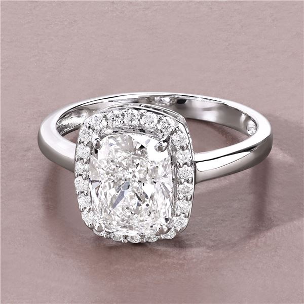 2.74CTW Cushion-Cut Lab Diamond Halo Ring in PLT