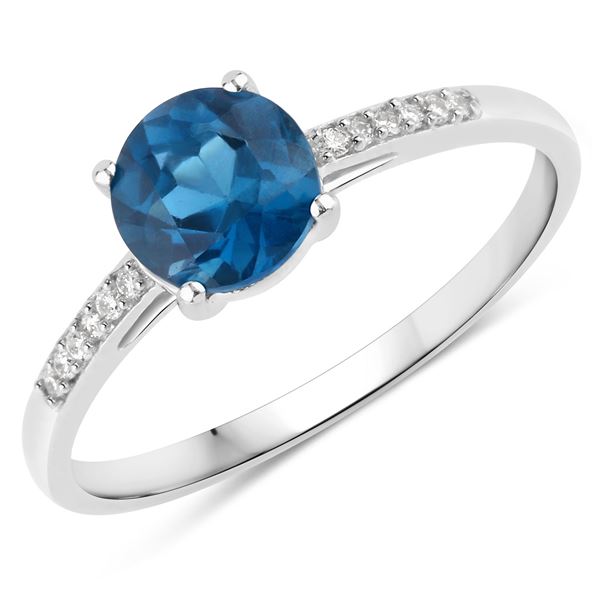 London Blue Topaz and Diamond Ring 14KW