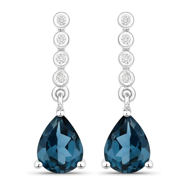London Blue Topaz & Lab-Grown Diamond Earrings