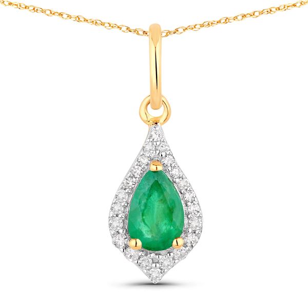 Pear-Cut Zambian Emerald and Diamond Necklace
