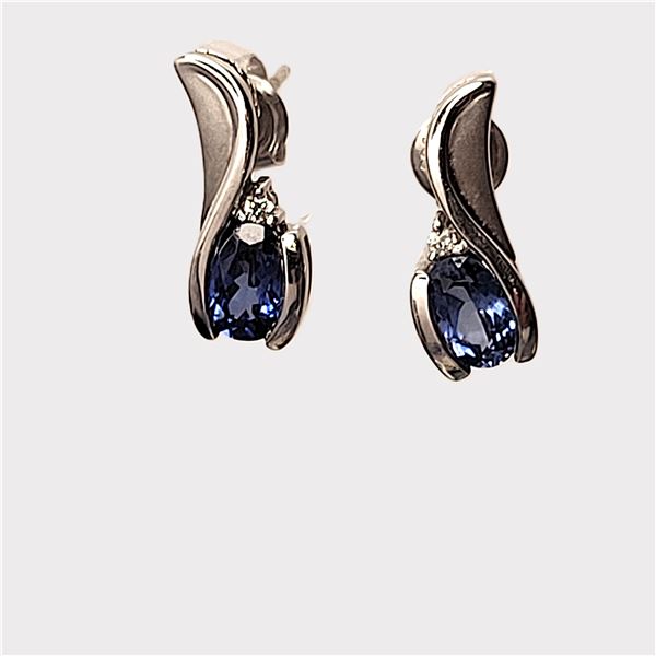 14K WG Calla Lily Sapphire Drop Earrings