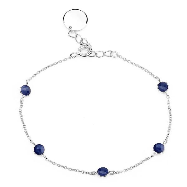Genuine Blue Sapphire Sterling Silver "By The Yard" -style Bracelet