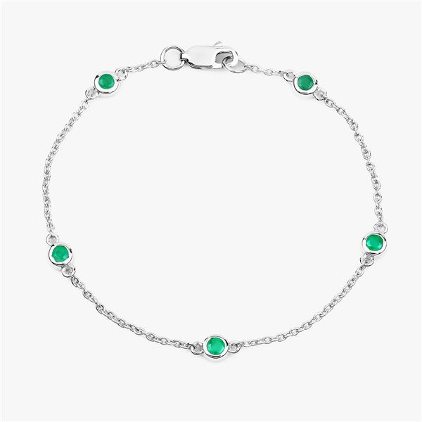 Genuine Emerald By-The-Yard Cable Link Bracelet 7"