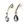 Image 7 : 14K Yellow Gold Dangling Tanzanite Earrings