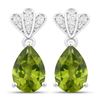 Image 1 : Peridot and LG Diamond Dangle Earrings Pear-Cut