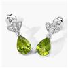 Image 2 : Peridot and LG Diamond Dangle Earrings Pear-Cut