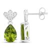 Image 4 : Peridot and LG Diamond Dangle Earrings Pear-Cut