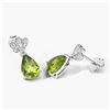 Image 5 : Peridot and LG Diamond Dangle Earrings Pear-Cut