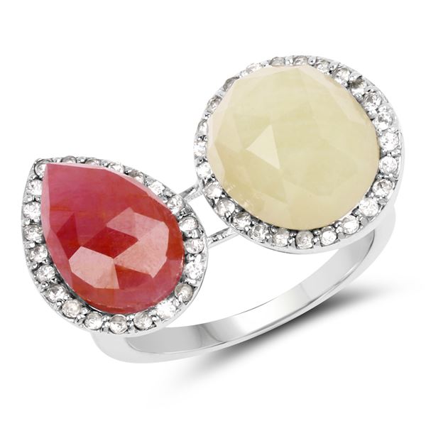 Raw and Natural Pink and White Sapphire Toi et Moi Ring