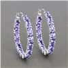Image 2 : 5.10 CTW Genuine Tanzanite Inside-Out Hoop Earrings