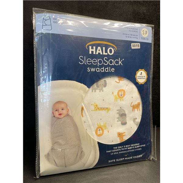 HALO SleepSack Baby Swaddle (Size S - Fits 3-6 Months) Jungle Animal Design - TOG 1.5 - Brand New!