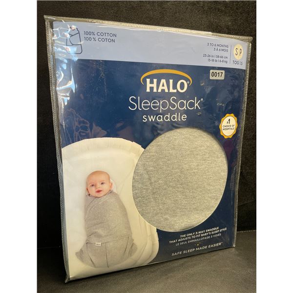 HALO SleepSack Baby Swaddle (Size S - Fits 3-6 Months) Grey - TOG 1.5 - Brand New!