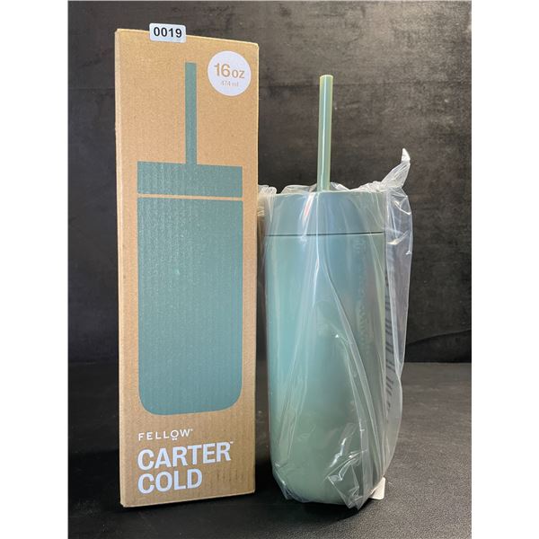 Fellow Carter Cold 16oz Insulated Tumbler Mug (Smoke Green) with Straw Lid - Brand New!