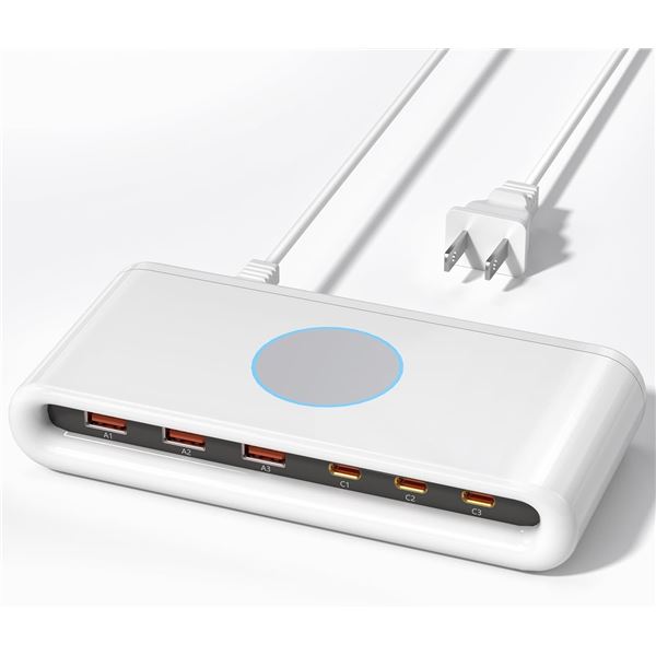 VPSUN 6-Port USB-C Charging Port Station - 145W - 3x USB-C Ports, 3x USB-A Ports - Brand New