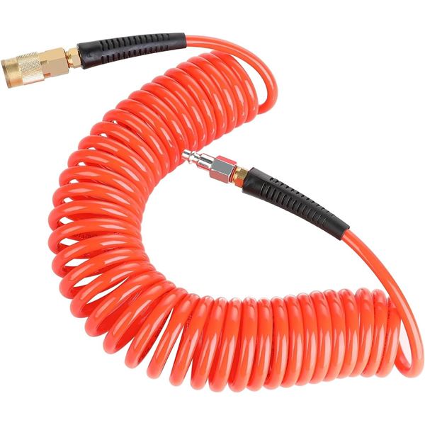 25FT Polyurethane Air Hose (1/4in) Air Compressor Hose with 1/4" Quick Coupler and Plug - New!