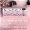Image 7 : RedThunder K95 Wireless Mechanical Keyboard; Smart TFT Screen, RGB Backlit - Gradient Pink - NEW