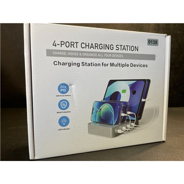 4-Port Charging Station for Charging Multiple Devices - 20W PD, LED Indicator - Brand New!