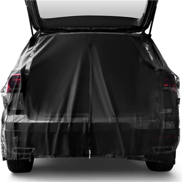 Car/SUV Tailgate Mosquito Net; Trunk Privacy Mesh Curtain w/ 2-Way Zipper (Black) Size L - New