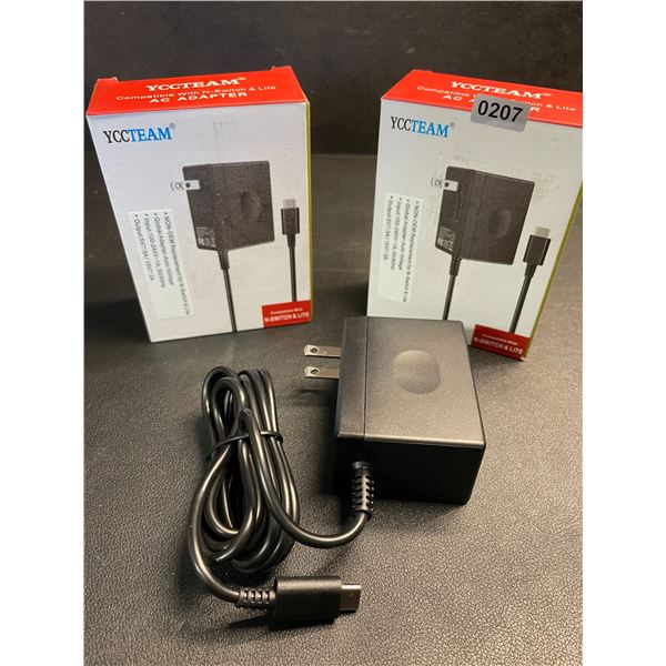 Lot of 2 AC Adapters/Power Cords for Nintendo Switch/Switch Lite Consoles - New