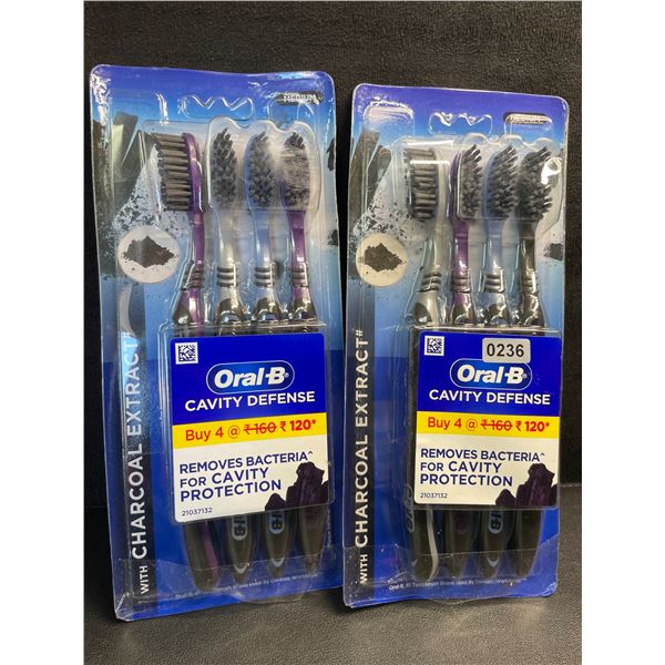 2 Packs Oral-B Cavity Defense Toothbrushes w/ Charcoal Extract (8 Brushes Total) New Sealed