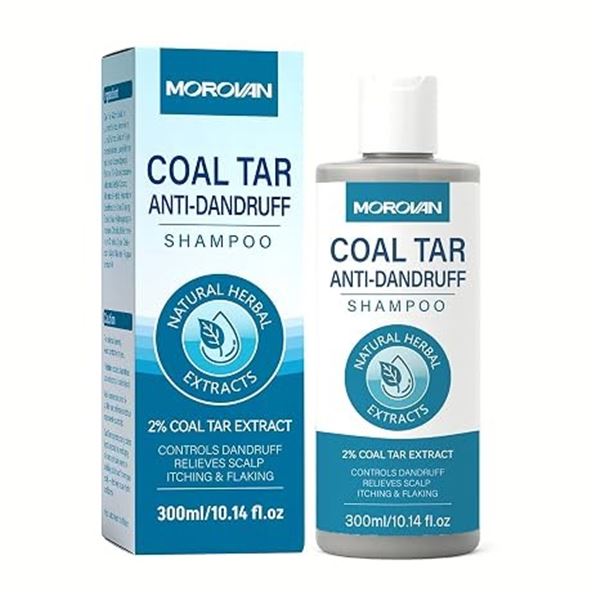 Morovan Coal Tar Anti-Dandruff Shampoo (300ml) for Severe Dandruff, Psoriasis & Itchy Scalp - New