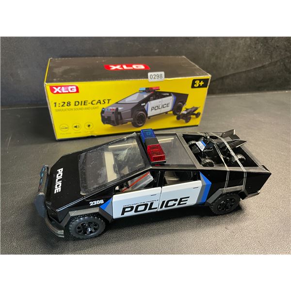 1:28 Scale Die-Cast Model Tesla Cybertruck Police Car with Lights & Sound - Brand New