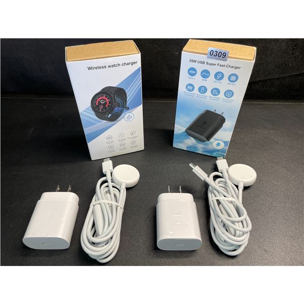 2 25W Fast-Charge Watch & Phone Charging Sets; Charges Watch & USB-C Phones at Same Time!