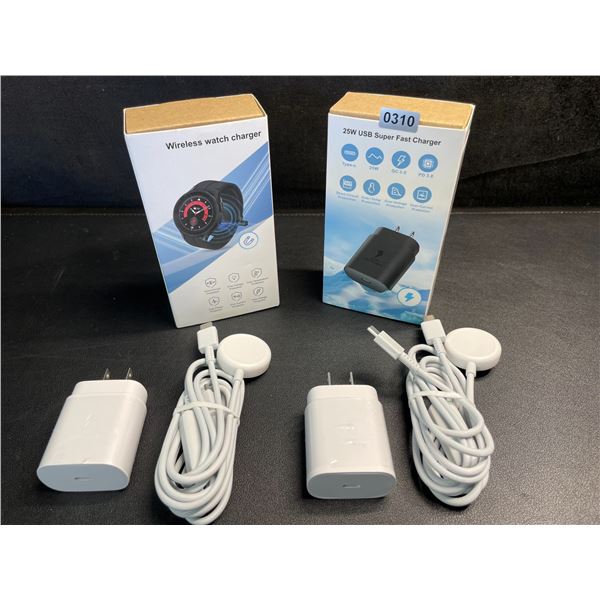 2 25W Fast-Charge Watch & Phone Charging Sets; Charges Watch & USB-C Phones at Same Time!