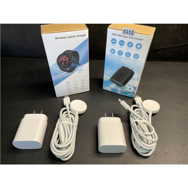 2 25W Fast-Charge Watch & Phone Charging Sets; Charges Watch & USB-C Phones at Same Time!